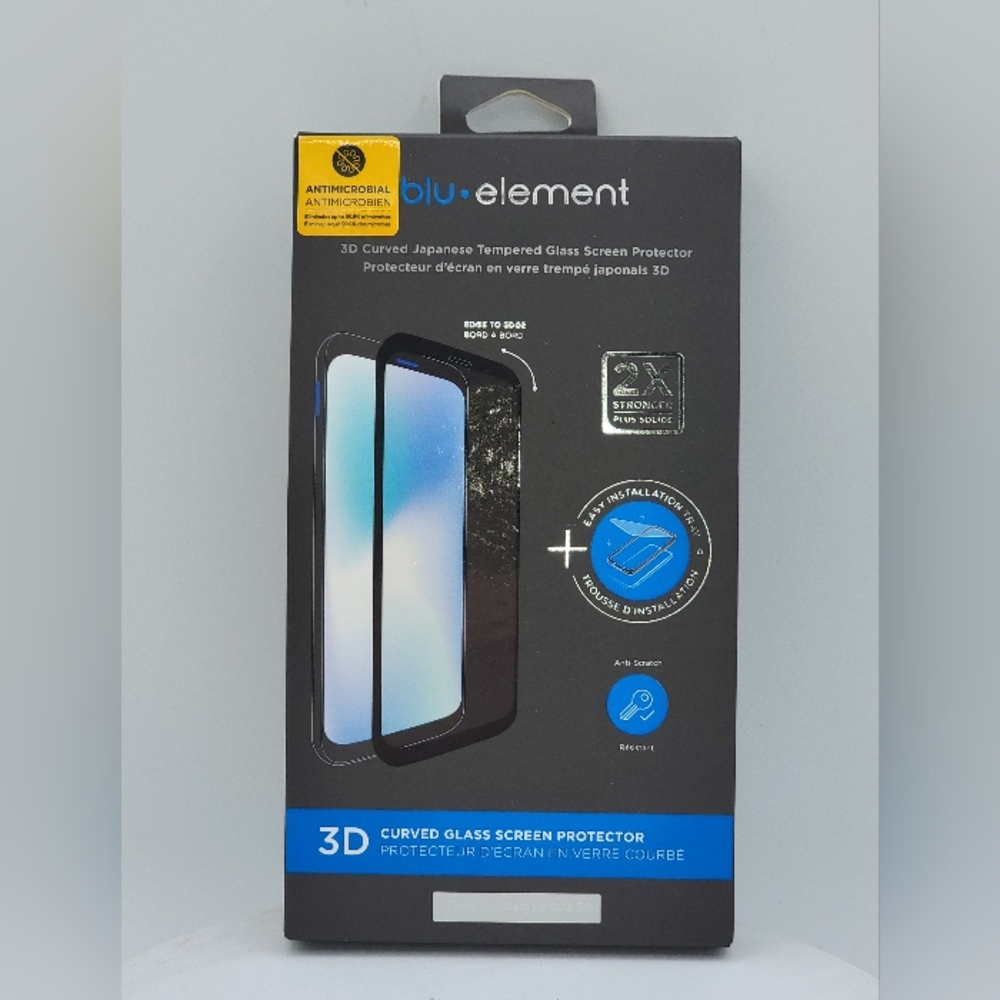 Element 3D Curved Glass Screen Protector - Blue and Black, New